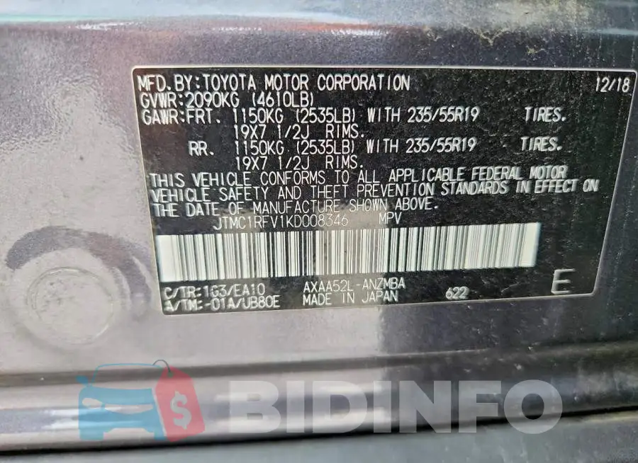 JTMC1RFV1KD008346 Photo# 12