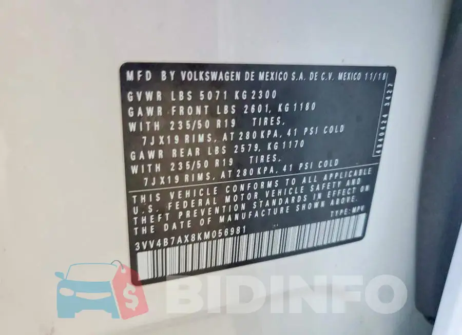 3VV4B7AX8KM056981 Photo# 12