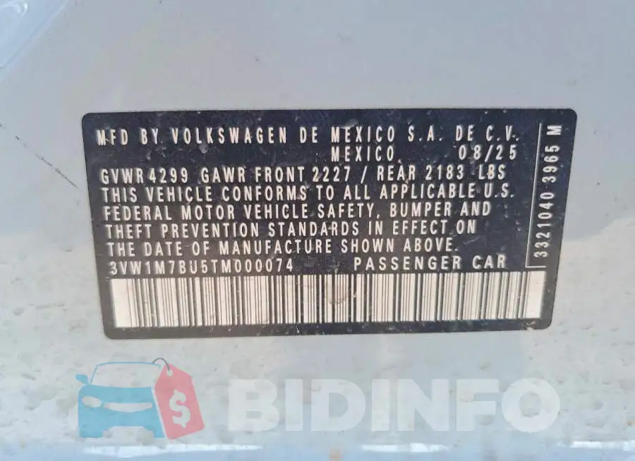 3VW1M7BU5TM000074 Photo# 13