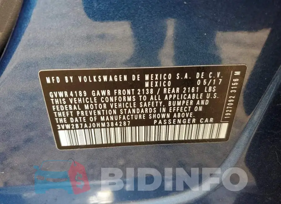 3VW2B7AJ0HM384287 Photo# 12