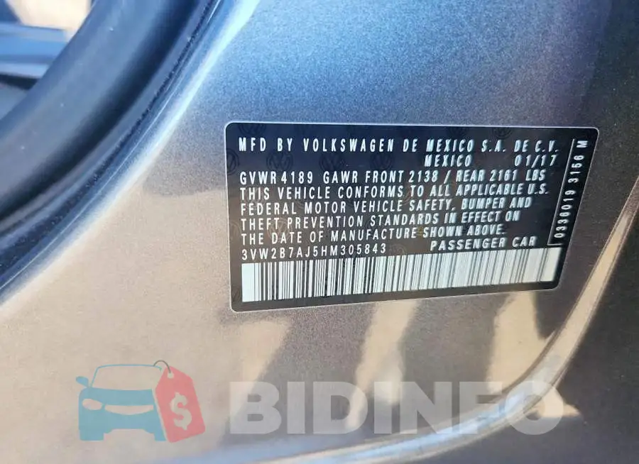 3VW2B7AJ5HM305843 Photo# 12