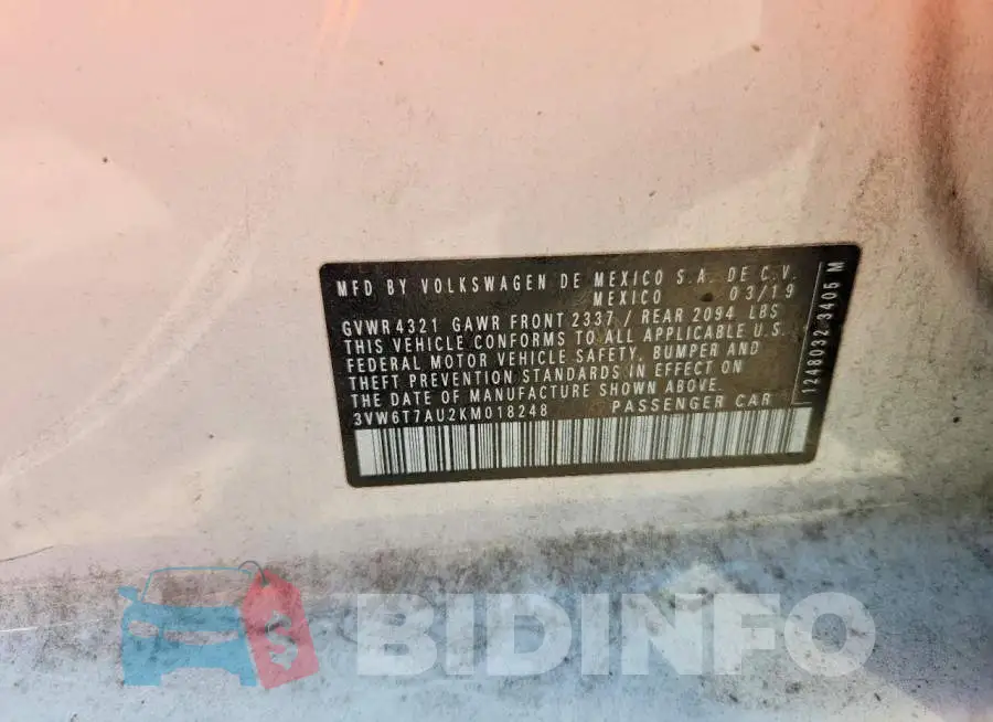 3VW6T7AU2KM018248 Photo# 12