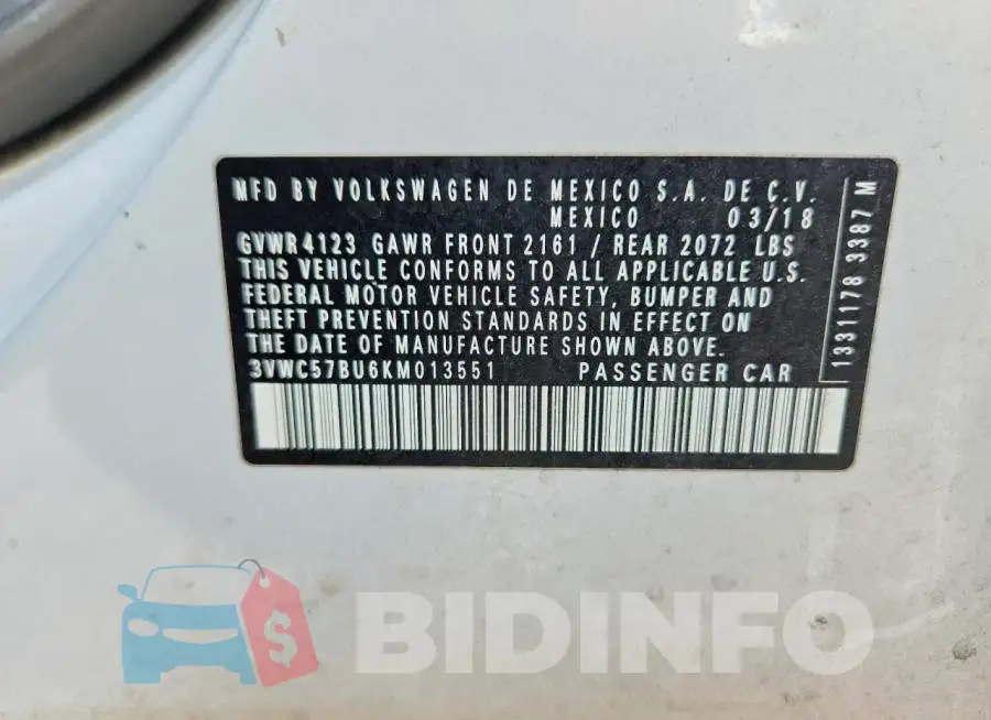 3VWC57BU6KM013551 Photo# 12
