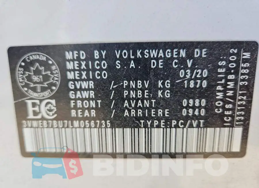 3VWEB7BU7LM056735 Photo# 13
