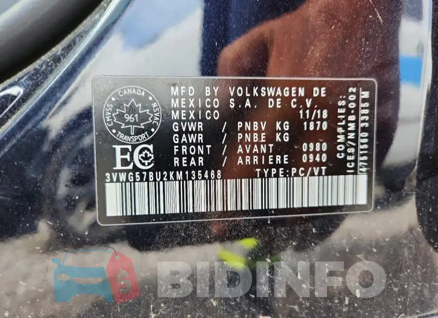 3VWG57BU2KM135468 Photo# 12