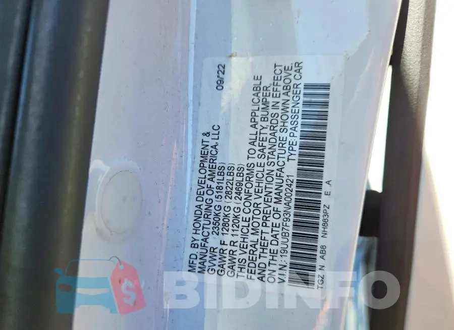 19UUB7F93NA002421 Photo# 12