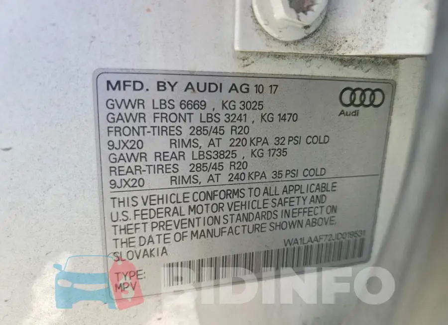WA1LAAF72JD019531 Photo# 14