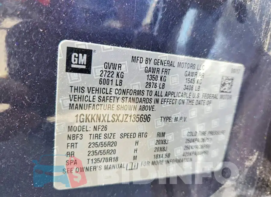 1GKKNXLSXJZ135696 Photo# 13