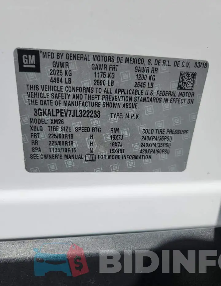 3GKALPEV7JL322233 Photo# 12
