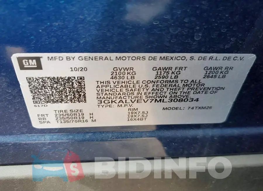 3GKALVEV7ML308034 Photo# 13