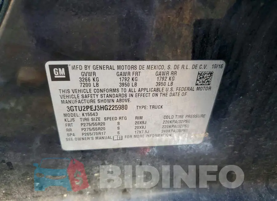 3GTU2PEJ3HG225980 Photo# 12