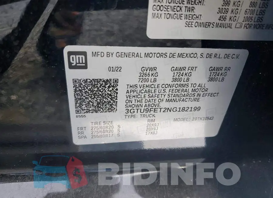 3GTU9FET2NG182199 Photo# 12