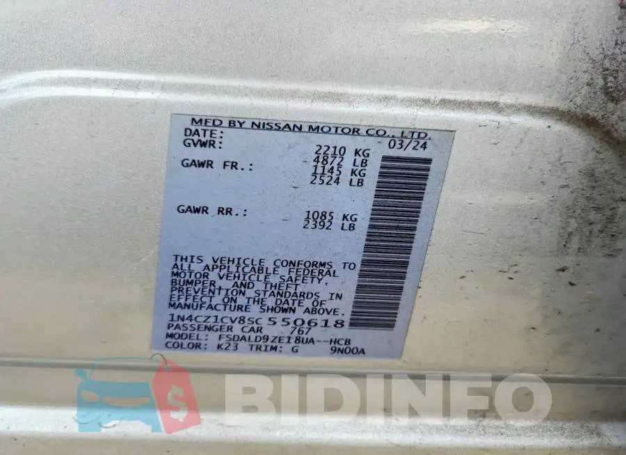 1N4CZ1CV8SC550618 Photo# 12