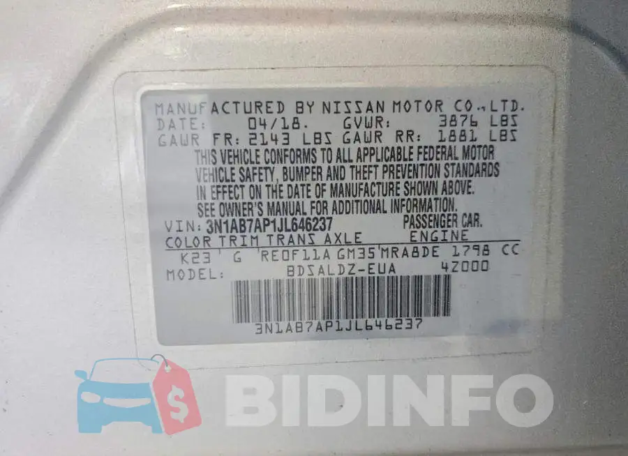 3N1AB7AP1JL646237 Photo# 12