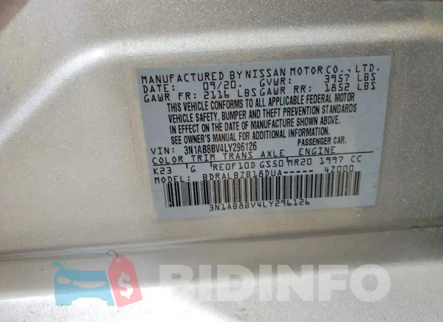3N1AB8BV4LY296126 Photo# 12