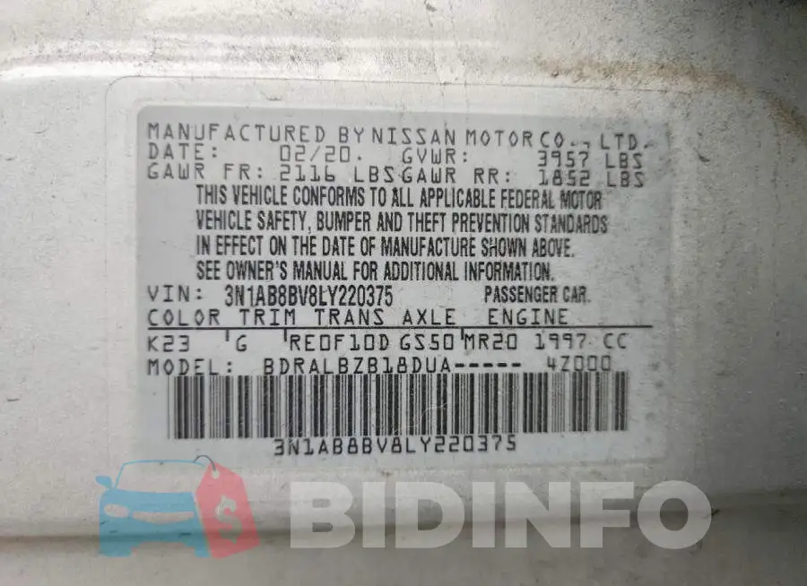 3N1AB8BV8LY220375 Photo# 12