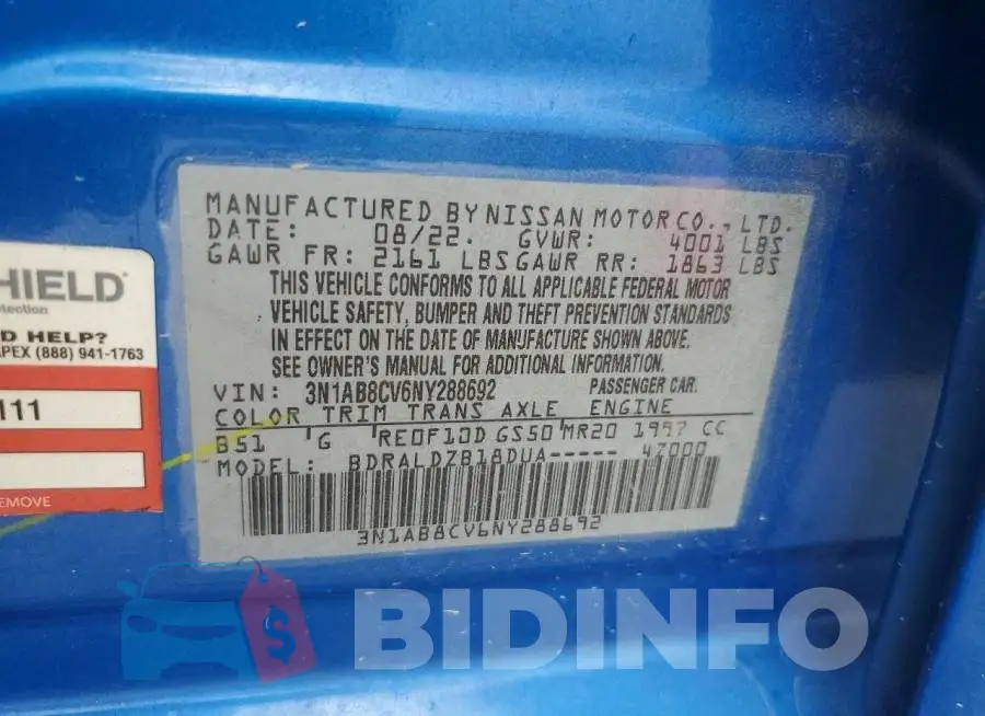 3N1AB8CV6NY288692 Photo# 12