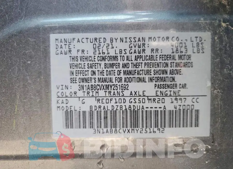 3N1AB8CVXMY251692 Photo# 13