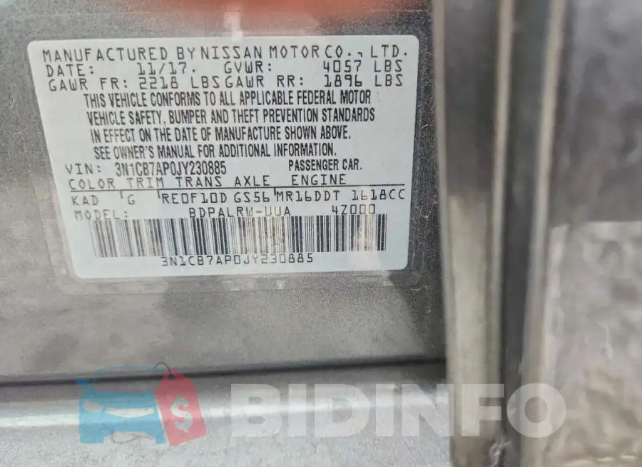 3N1CB7AP0JY230885 Photo# 12