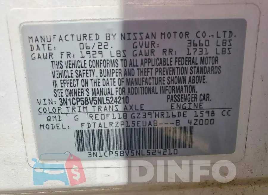 3N1CP5BV5NL524210 Photo# 14