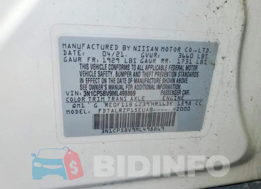 3N1CP5BV9ML498869 Photo# 13