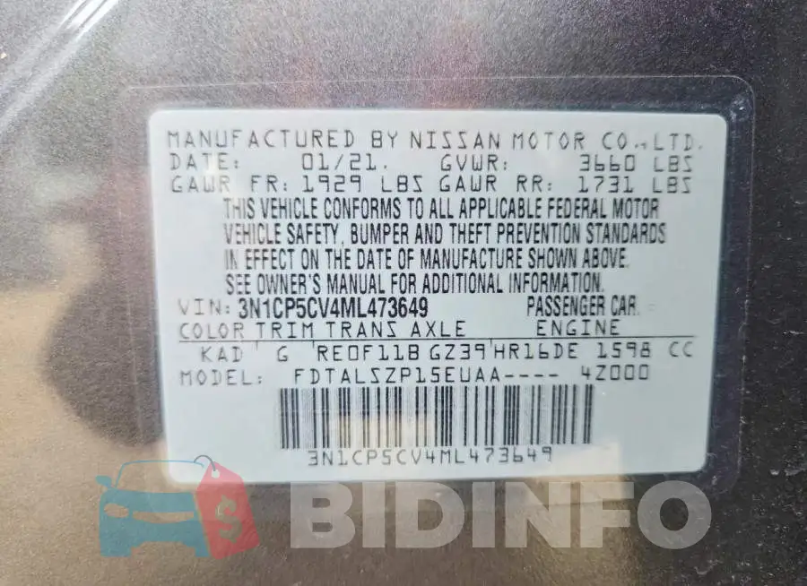 3N1CP5CV4ML473649 Photo# 14