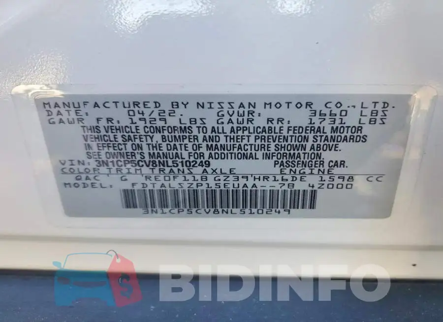 3N1CP5CV8NL510249 Photo# 13