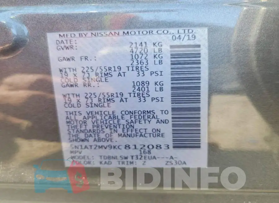 5N1AT2MV9KC812083 Photo# 14