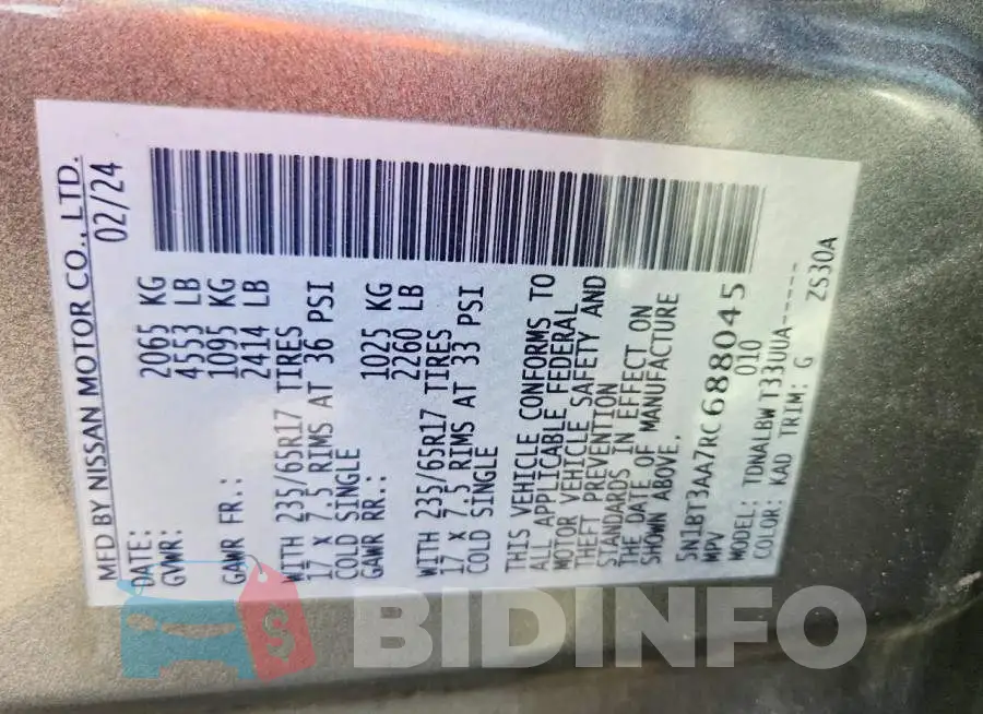 5N1BT3AA7RC688045 Photo# 13
