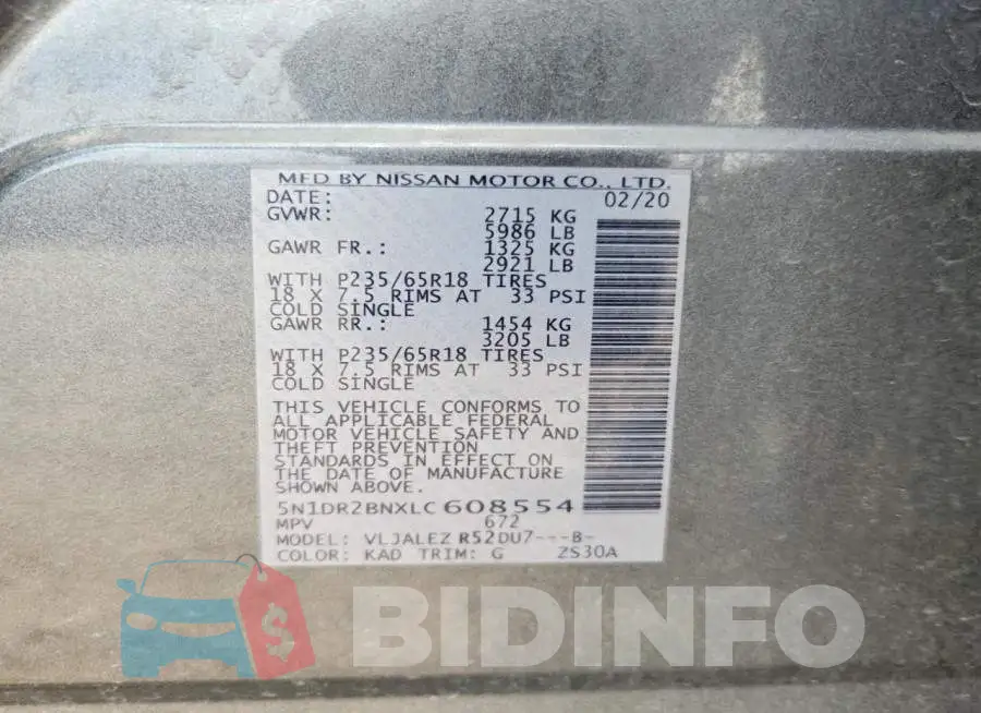 5N1DR2BNXLC608554 Photo# 12