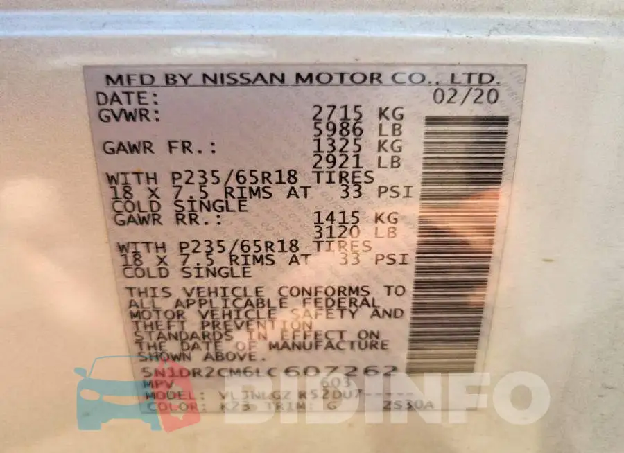 5N1DR2CM6LC607262 Photo# 14