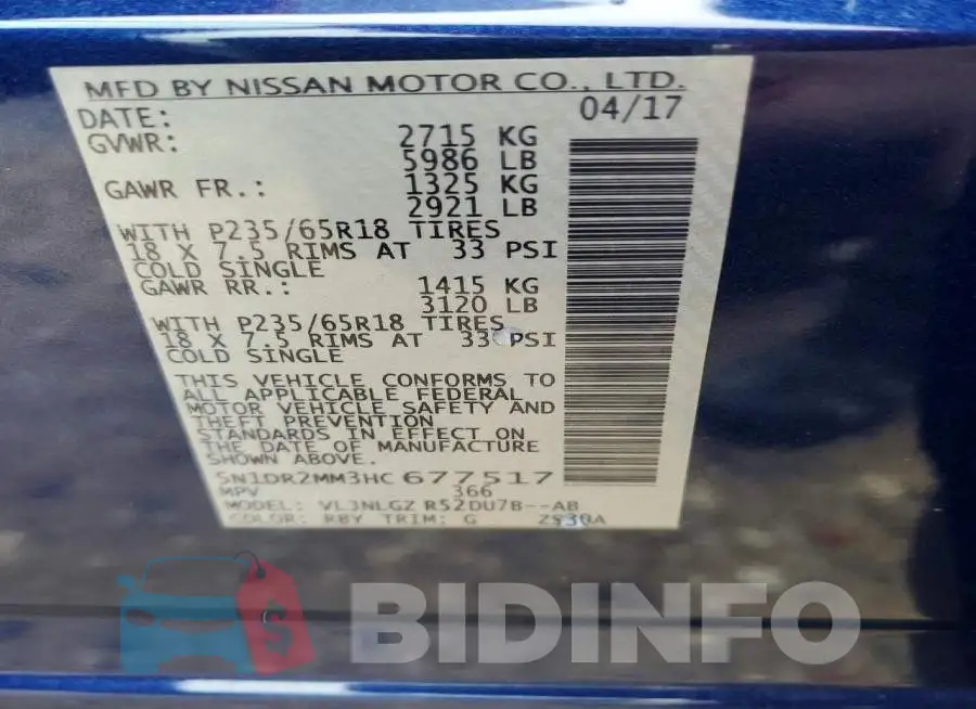 5N1DR2MM3HC677517 Photo# 13