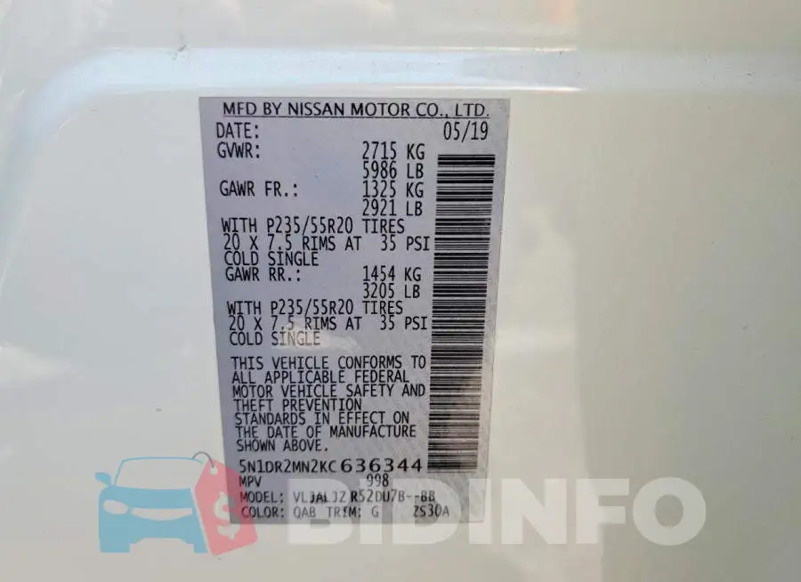 5N1DR2MN2KC636344 Photo# 14