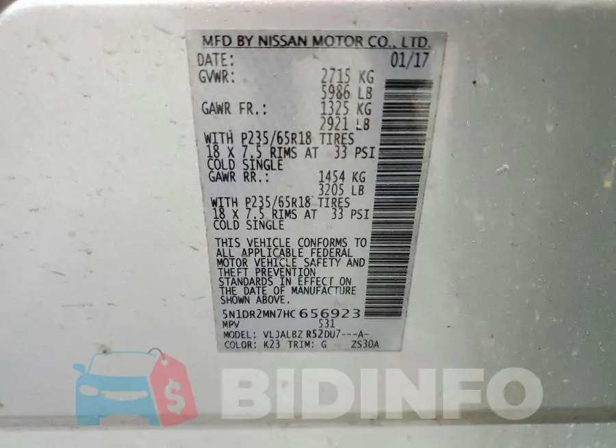 5N1DR2MN7HC656923 Photo# 13