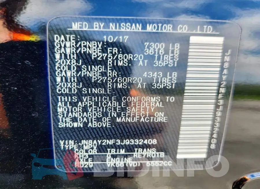 JN8AY2NF3J9332408 Photo# 14