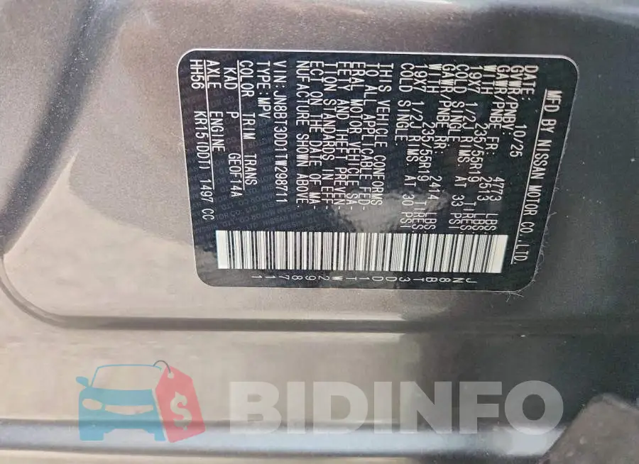 JN8BT3DD1TW298711 Photo# 13