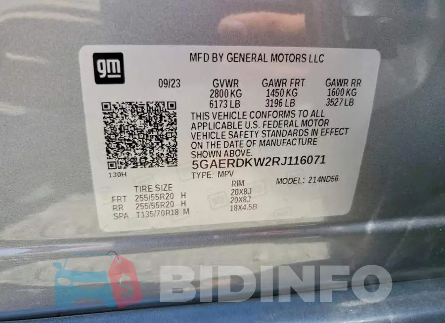 5GAERDKW2RJ116071 Photo# 14