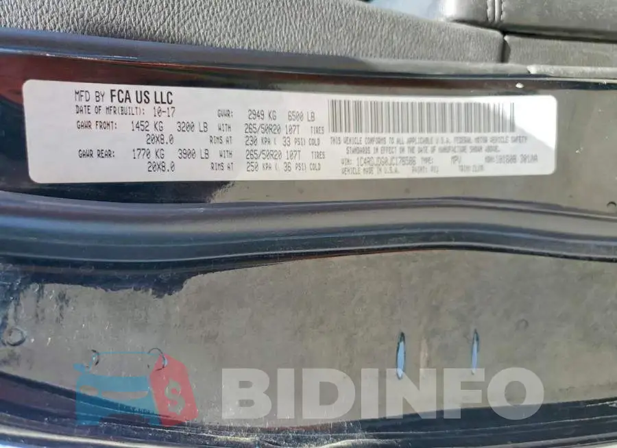 1C4RDJDG0JC176586 Photo# 13