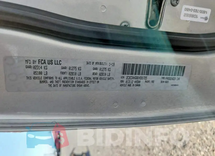 2C3CDXHG6KH591725 Photo# 12