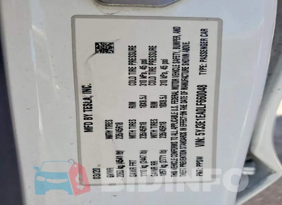 5YJ3E1EA0LF660048 Photo# 12
