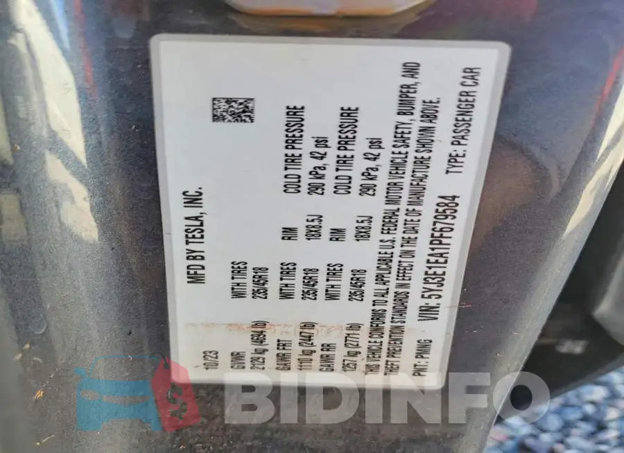 5YJ3E1EA1PF679584 Photo# 12