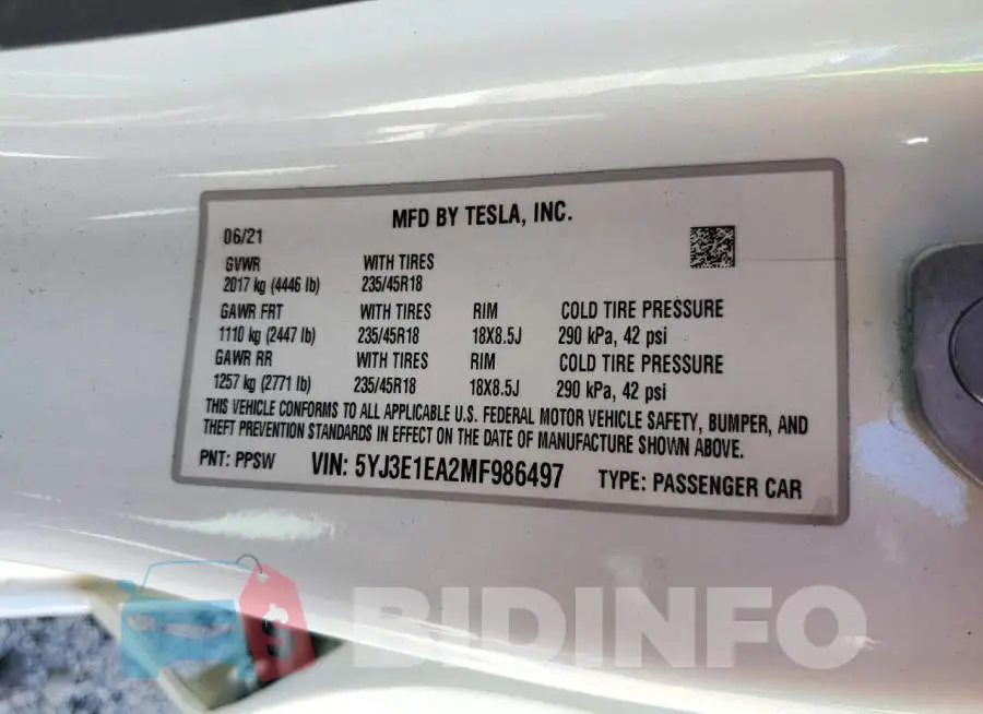 5YJ3E1EA2MF986497 Photo# 12