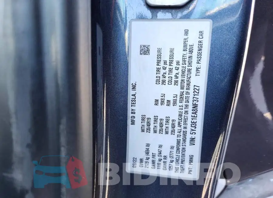 5YJ3E1EA8NF371227 Photo# 12