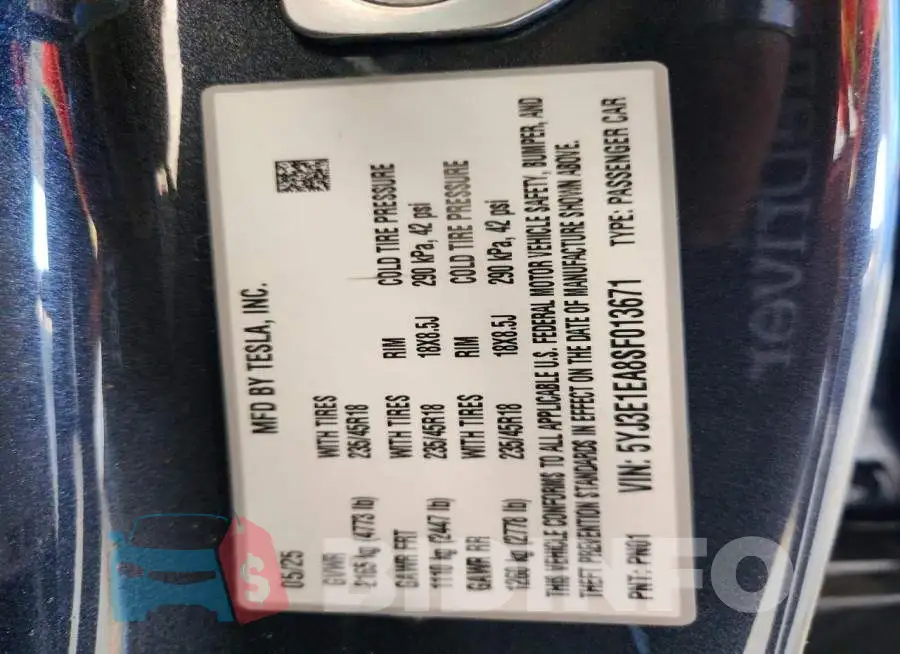 5YJ3E1EA8SF013671 Photo# 13