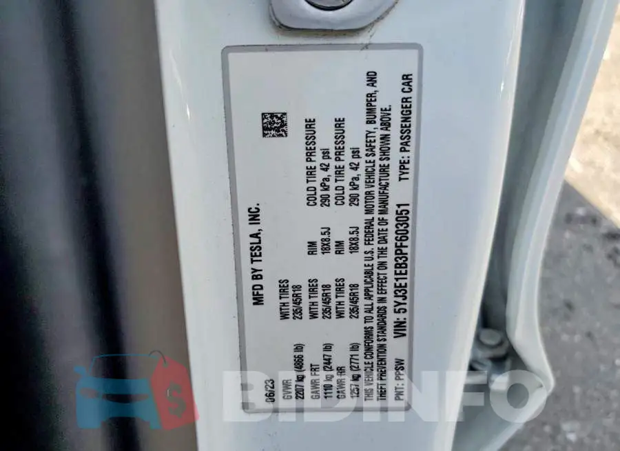 5YJ3E1EB3PF603051 Photo# 12