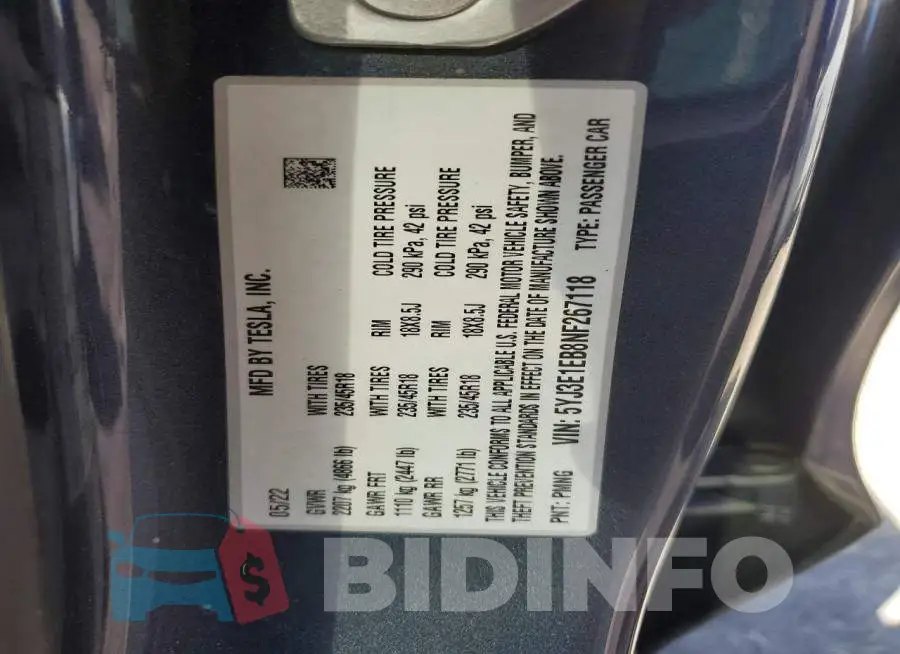 5YJ3E1EB8NF267118 Photo# 12