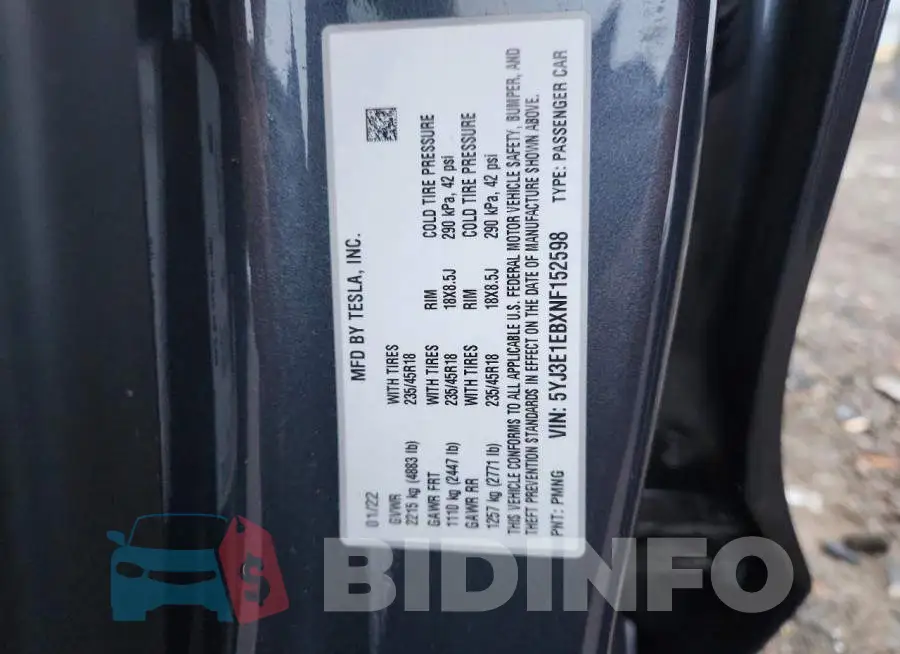 5YJ3E1EBXNF152598 Photo# 13