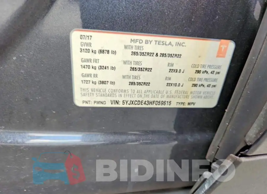 5YJXCDE43HF059615 Photo# 13