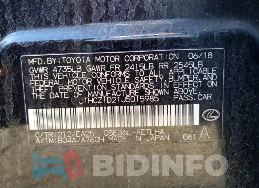 JTHCZ1D21J5015985 Photo# 12