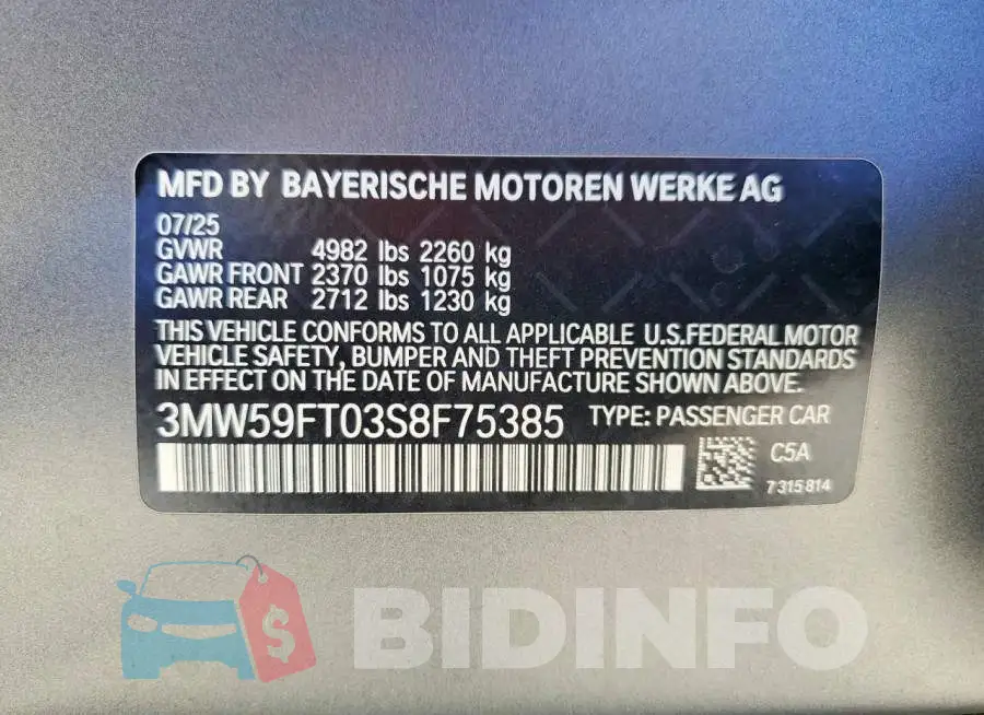 3MW59FT03S8F75385 Photo# 12